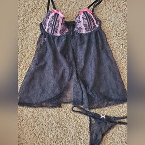 Victoria Secret 34B Black Lace Lingerie set